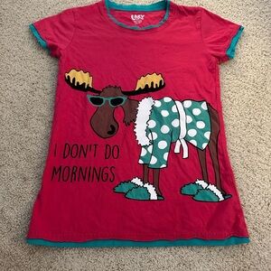 Lazy One Red Pajama Top with Moose Design